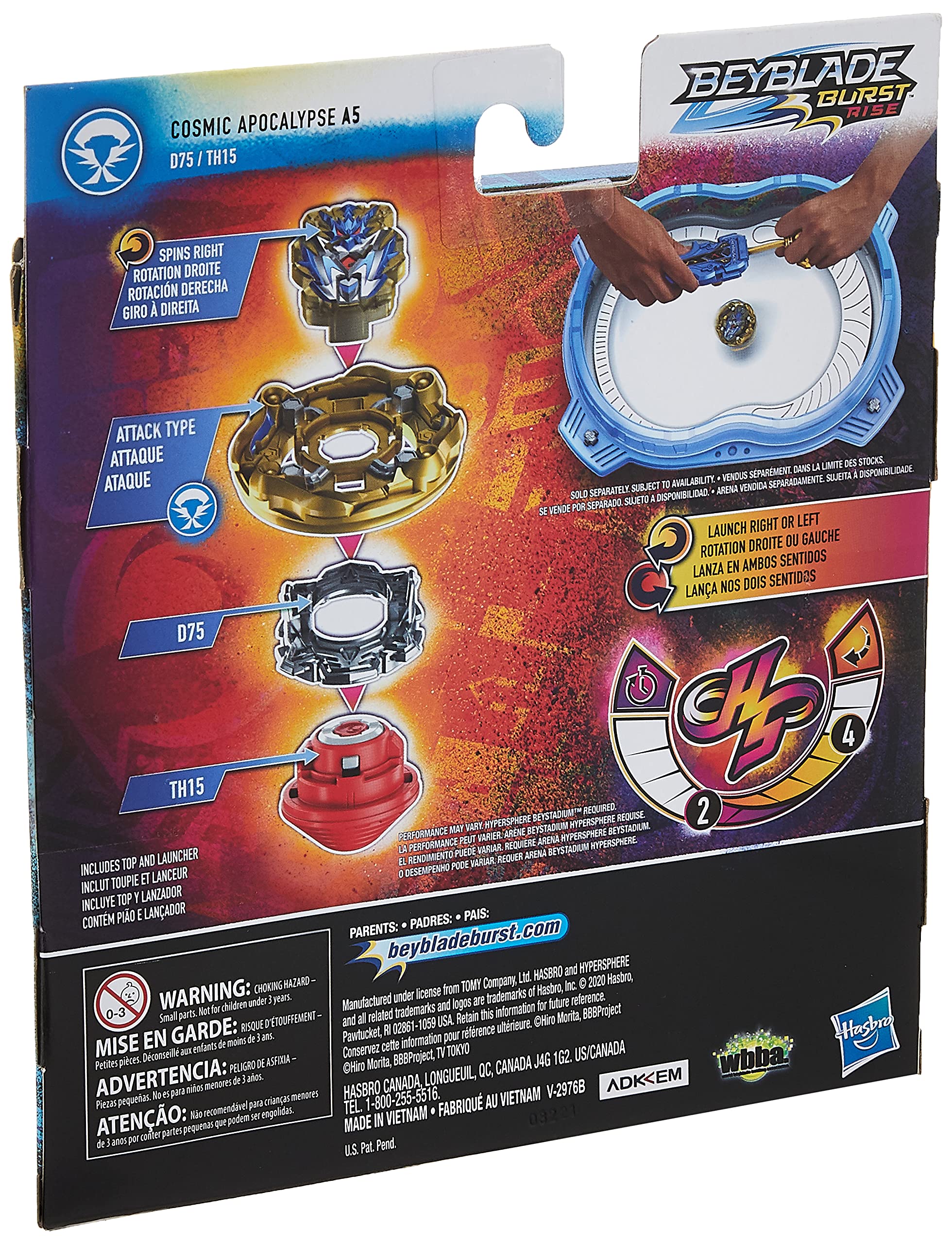 Beyblade Burst Rise Hypersphere Apocalypse Blade Set -- Right/Left-Spin Launcher with Right-Spin Battling Top Toy, Ages 8 and Up