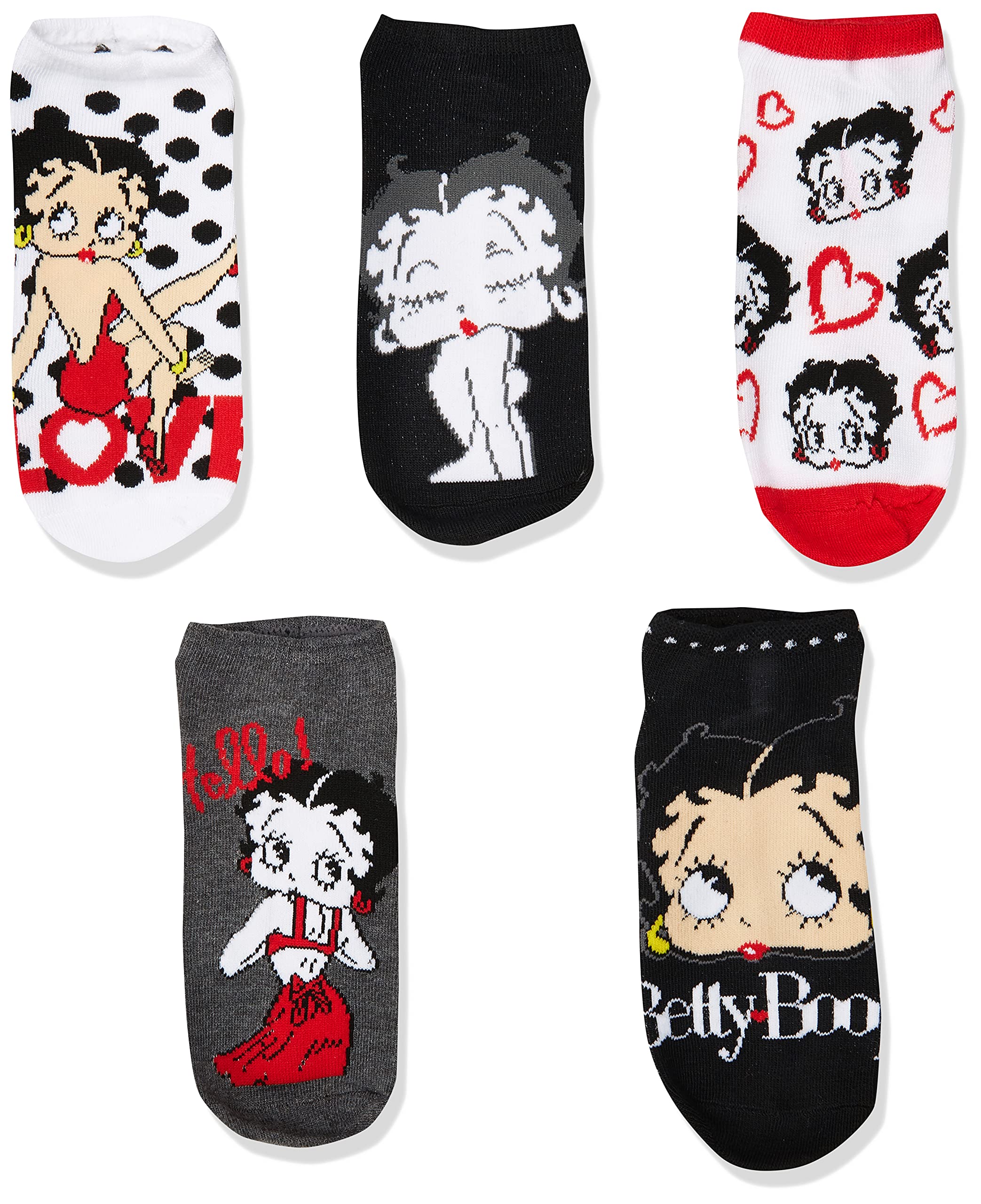 Betty Boop Women's 5 Pack No Show Socks