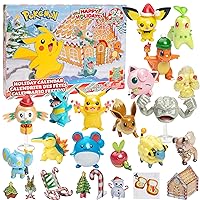 Pokémon Advent Calendar Figure Playset for Kids, Boys & Girls - 24 Piece Giftset - Characters Featured: Pikachu, Eevee, Charmander & More! - 16 Winter Toy Figures & 8 Accessories - 4+