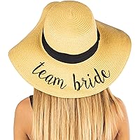 Funky Junque Women’s Bridal Hat Bachelorette Party Accessory Wedding Honeymoon UPF 50 Beach Floppy Sun