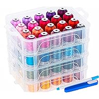 New brothread 80 Spools 500m Each Embroidery Machine Thread with Clear Plastic Storage Box - Colors Compatible with Janome and Robison-Anton Colors
