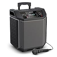 ION Highlander - 120W Bluetooth Outdoor Speaker with Battery, Karaoke Microphone, Water Resistant, Radio, Wheels, Handle & USB Charging