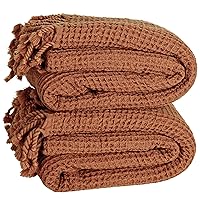 PÜSKÜL - Soft Quality Thin Waffle Bath and Beach Towels 67X33 Inches 2-Pack (Rust)