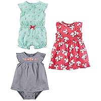 baby-girls 3-pack Romper, Sunsuit and Dress