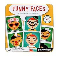 Petit Collage Funny Face Magnetic Travel Play Set – Fun Game for Families, Ideal for 2-4 Players, Ages 4+ – Travel Game for Kids with Handy Portable Tin – Make a Great Gift Idea