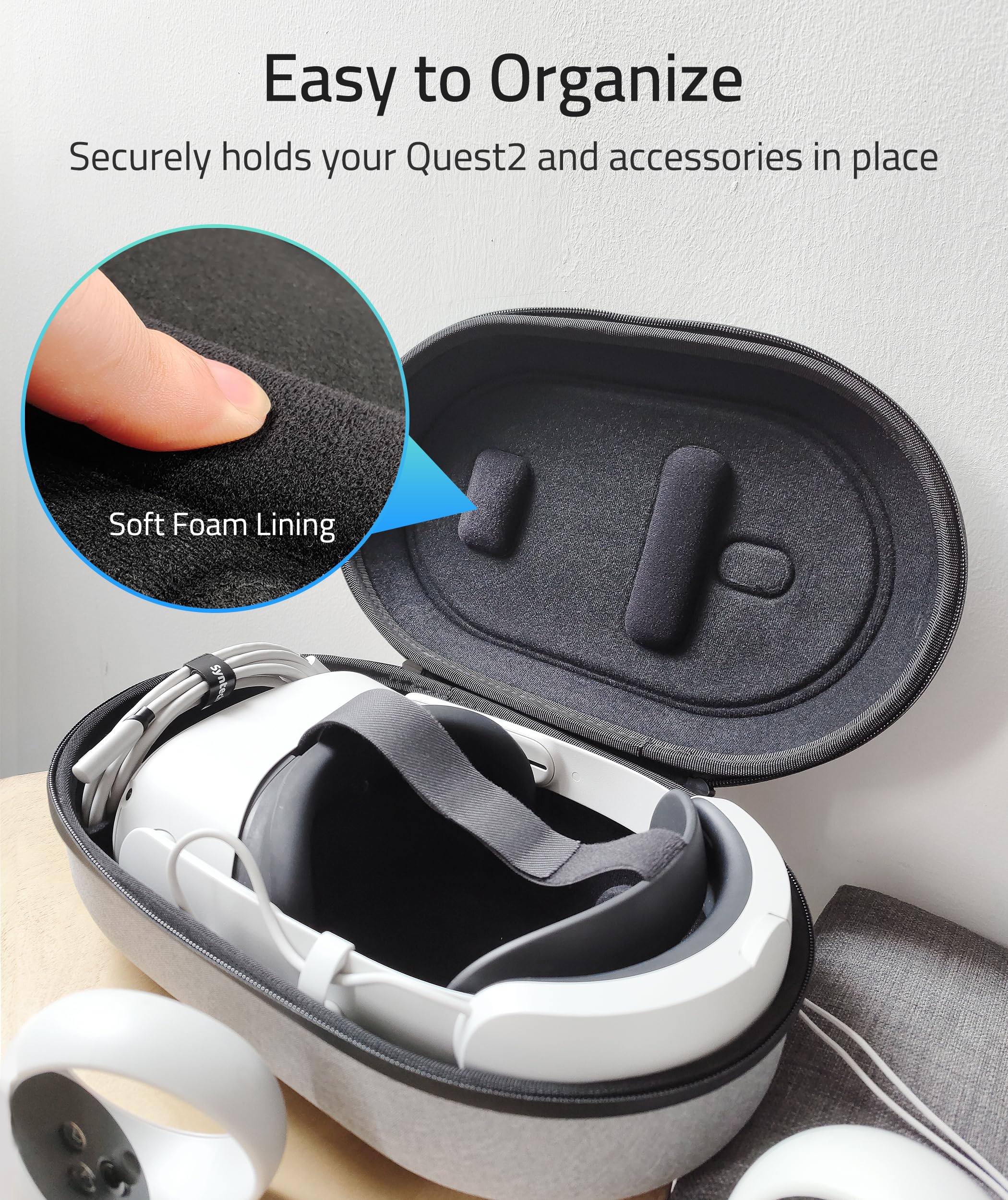 Syntech Medium Hard Carrying Case with upgraded16FT/5M Link Cable Compatible with Oculus/Meta Quest2