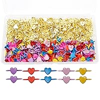 Bestartstore 1Box(300pcs)9mm Mixed Colorful Color and Golden Colors Heart-shaped Paper Fasteners Metal Brads for Scrapbooking Craft DIY Paper Making