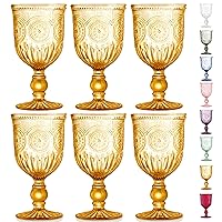 Yungala Amber Wine Glasses set of 6 Amber Goblets, amber glassware with matching fall amber drinking glasses