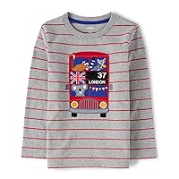 Boys' and Toddler Fall and Holiday Embroidered Graphic Long Sleeve T-Shirts