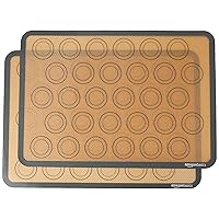 Amazon Basics Silicone, Non-Stick, Food Safe Baking Mat, Macaron, Pack of 2, Beige/Gray, Rectangular, 16.5