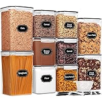 Skroam Large Airtight Food Storage Containers with Lids, 10 Pack Cereal Containers Storage Set - BPA Free Pantry Organizers and Storage for Flour, Sugar & Rice with Measuring Cup, Labels & Marker