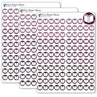 Book Icon Planner Sticker / 110 Dot Icon Vinyl (1/3”) / Club Read Reading Me Time Self Care Homework School Student/Essential Productivity Life/Bullet Bujo Journal (Three Sheets, Berry)