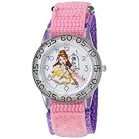 Disney Girl's 'Belle' Quartz Plastic and Nylon Watch, Color:Pink (Model: W002926)
