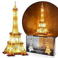 LED 3D Puzzle Eiffel Tower Building Model - 3D Architecture Building Model - Landmark of Paris at Night - 3D Acrylic Puzzle Décor Lamp DIY Ornament Nightlight(Standard,Gold)