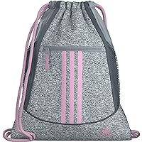 adidas Alliance Sackpack Drawstring Backpack Gym Bag, Jersey Grey/Clear Pink/Grey, One Size