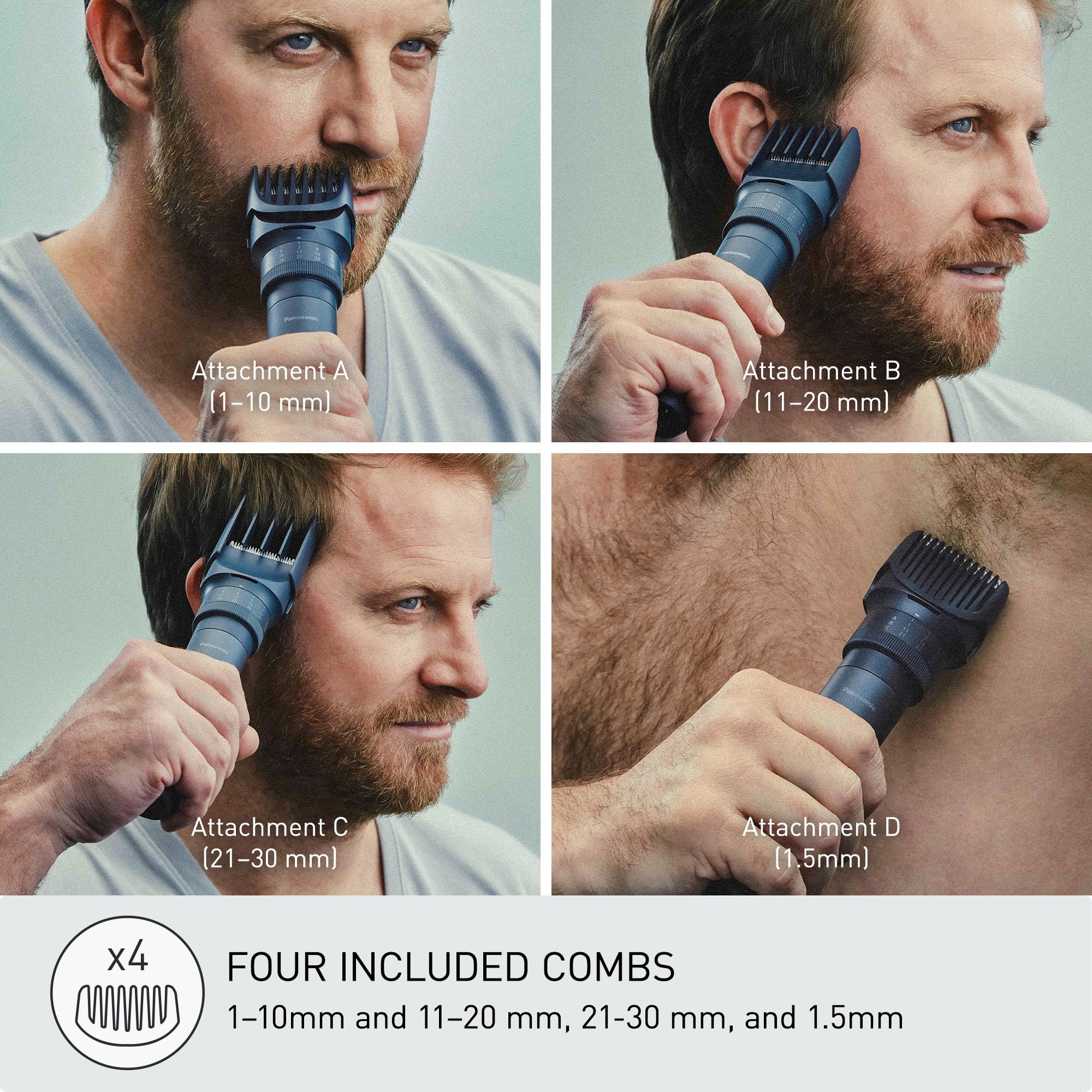 Panasonic MultiShape Electric Trimmer for Beard, Hair and Body, 58 Adjustable Cutting Lengths and Advanced Blade System, Cordless Waterproof Wet/Dry Clipper for Men - ER-ACKN2-HB