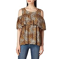 Star Vixen Women's Petite Off/Cold Shoulder Dramatic Ruffle Peasant Top