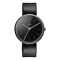 Braun Men's Quartz Watch with Black Dial Analogue Display and Black Leather Strap BN0172BKBKG, Black/Black, Strap