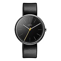 Braun Men's Quartz Watch with Black Dial Analogue Display and Black Leather Strap BN0172BKBKG