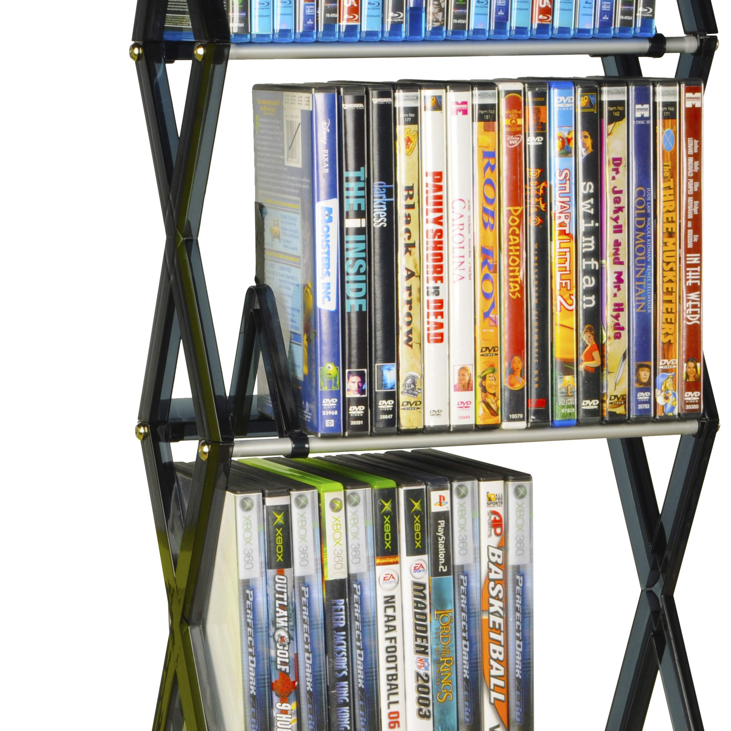 Atlantic Mitsu 5-Tier Portable Media Storage Rack – Protects & Organizes Prized Music, Movie & Video Games Collections, Smoke (Updated)
