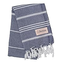 Bersuse 100% Cotton Anatolia Turkish Hand Towel - 23x43 Inches, Dark Blue