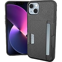 Smartish iPhone 14 Plus Wallet Case - Wallet Slayer Vol. 2 [Slim + Protective] Credit Card Holder with Kickstand - Drop Tested Hidden Card Slot Compatible with Apple iPhone 14 Plus - Black Tie Affair