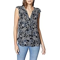 Sanctuary Womens Printed Ruffle Sleeve Button-Down Top