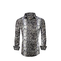 Men's Premiere Designer Fashion Dress Shirt Casual Shirt Woven Long Sleeve Button Down Shirt