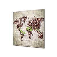 Printed Tempered Glass backsplash – Glass Kitchen splashback BS05B Coffee B Series: Coffee World Map