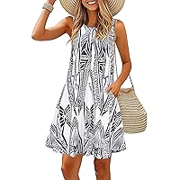 Summer Casual Tshirt Dresses for Women Swing Sundress Swimsuit Beach Cover Ups with Pockets