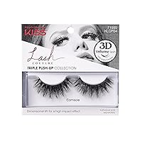 KISS Lash Couture Triple Push Up Collection, 3D Volume False Eyelashes with Triple Design Technology, Multi-Angles & Lengths, Reusable, Style 'Camisole', 1 Pair Fake Eyelashes