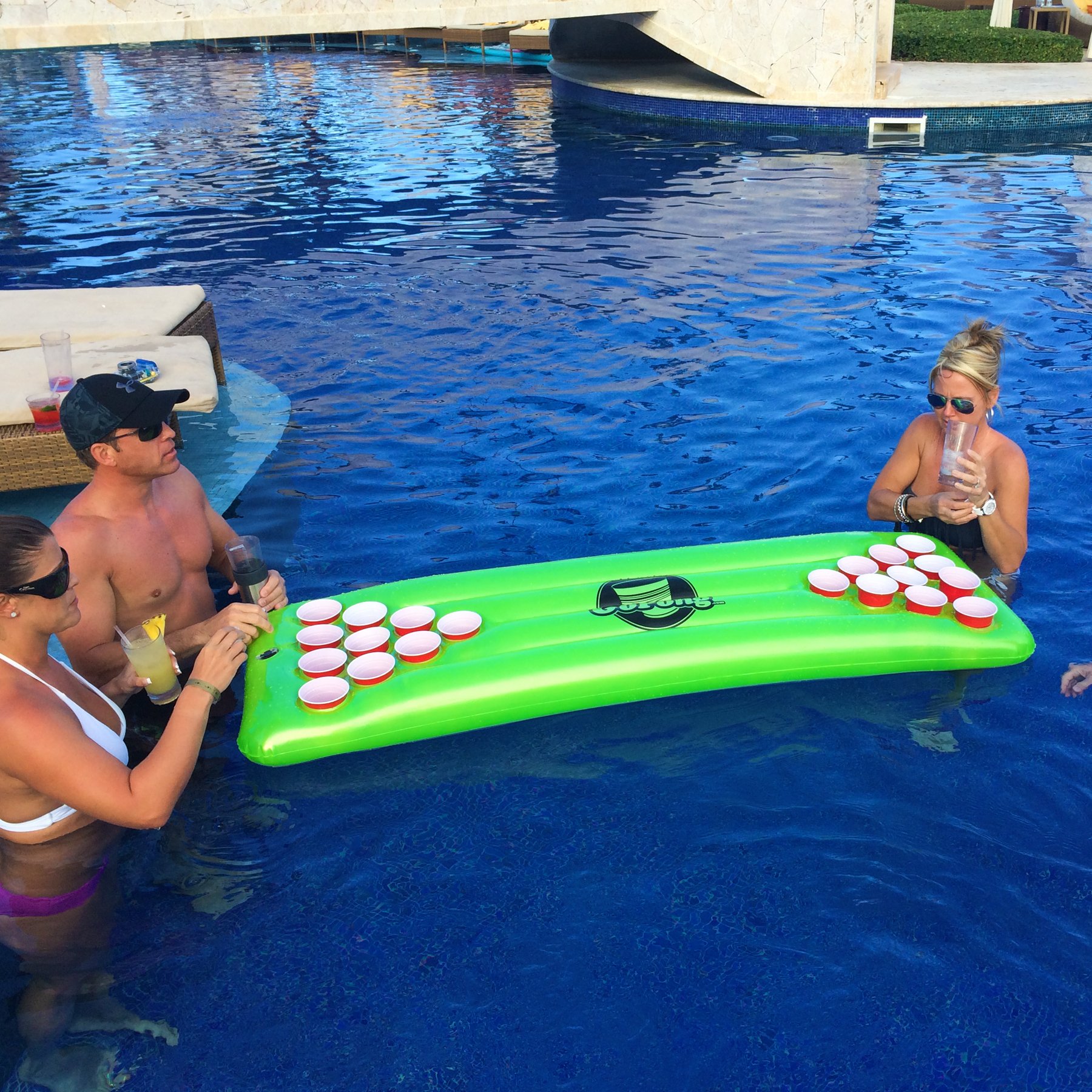 GoPong Pool Pong Table, Inflatable Floating Beer Pong Table, Includes 3 Pong Balls