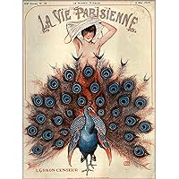 1925 La Vie Parisienne Le Paon Censeur - Nude Girl & Peacock French Nouveau from a Magazine France Travel Advertisement Picture Art Poster Print. Poster measures 10 x 13.5 inches