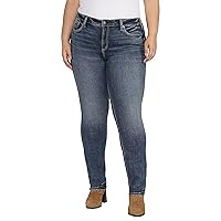Silver Jeans Co. Women's Plus Size Suki Mid Rise Curvy Fit Straight Leg Jeans
