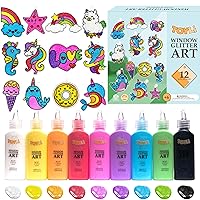 TOYLI Window Glitter Painting Kids Arts and Crafts Creative Set, 26 Suncatchers Kit,Gifts for Boys,Girls Ages 5,6,7,8,9,10 DIY, Great Home Birthday Party Idea, Your Own Fun Painting Activity NON Toxic