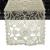 Elegant Comfort Embroidery Ingrid Table Runner - Dresser Scarf for Home Dining Room - Lace Like Tabletop Decoration, Kitchen Dining Table Decoration for Indoor and Outdoor, 13 X 54 Inches, Gold