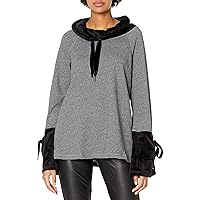 Calvin Klein Women's High Neck Velour Pullover with Wide Sleeves and Ties Sweatshirt