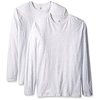 Hanes mens 4.5 oz. 100% Ringspun Cotton nano-T Long-Sleeve T-Shirt (498L) ASH-2PK