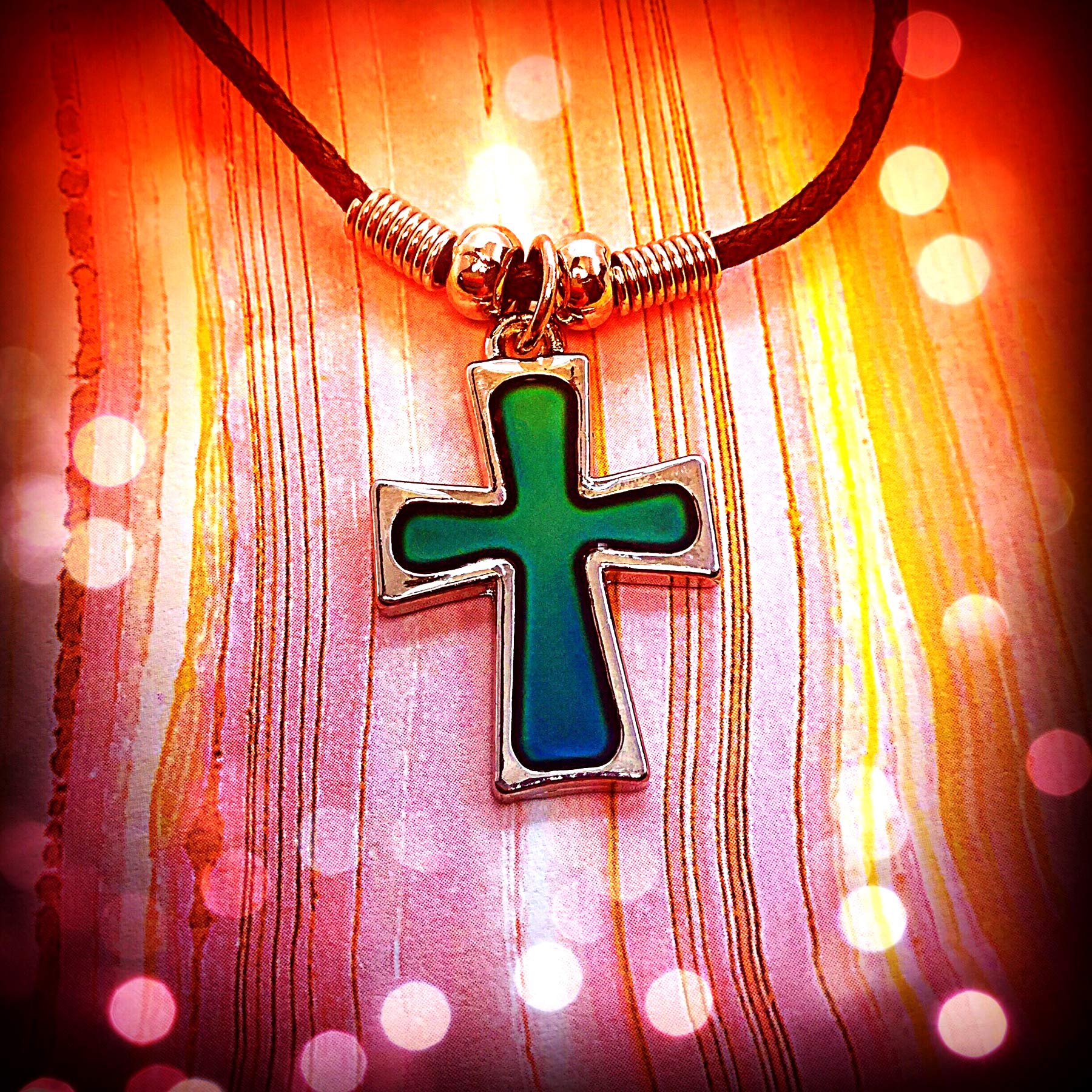 FORGIVEN JEWELRY Mood Cross Necklace Heat Activated Color Change Pendant