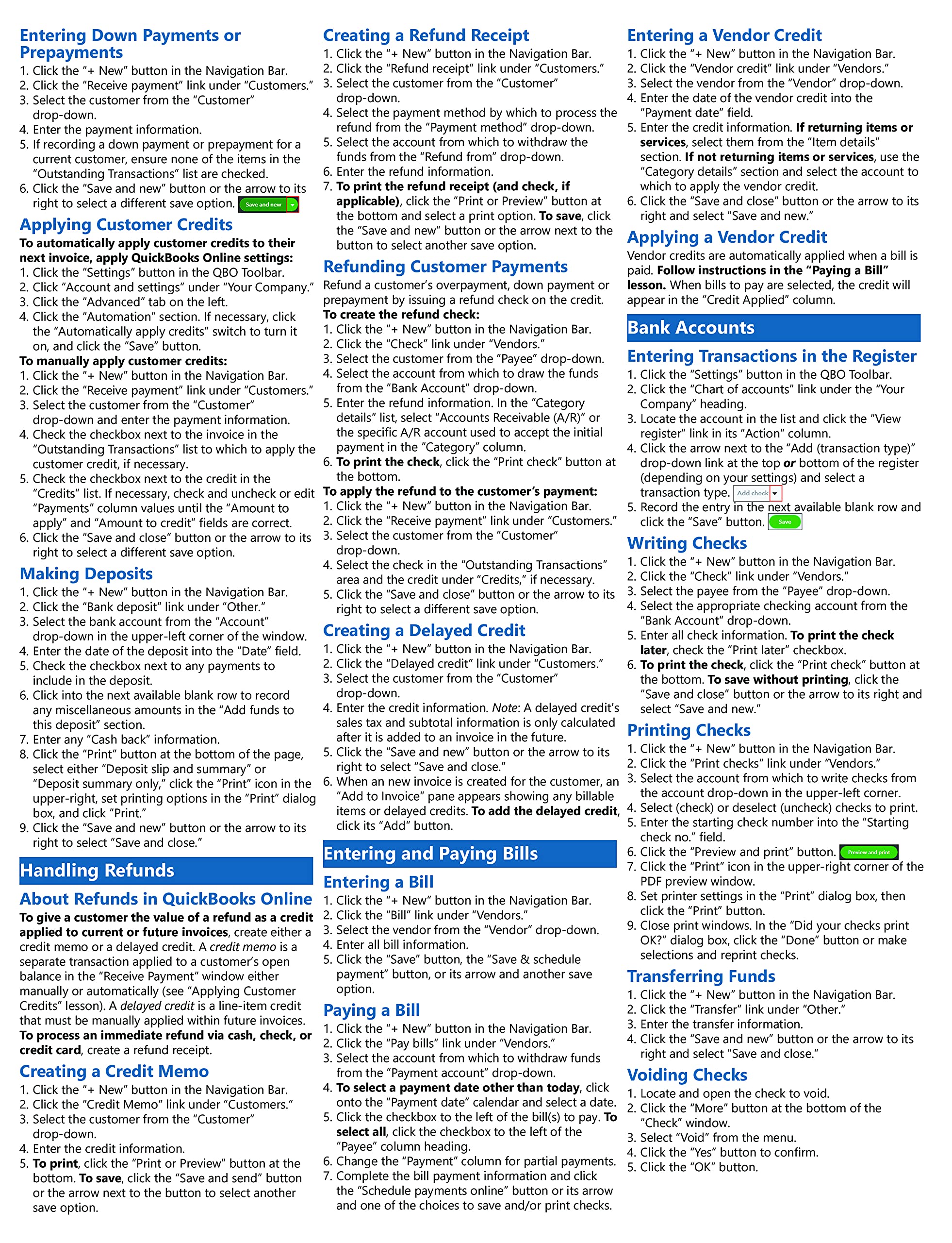 Mua Quickbooks Online Quick Reference Training Card Laminated Tutorial Guide Cheat Sheet 3202