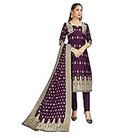 Elina fashion Indian Pakistani Women's Readymade Salwar Kameez Banarasi Art Silk Woven Dress & Silk Dupatta Stitched Suit