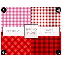 Buffalo Plaid Pattern Vinyl Permanent Adhesive Craft Vinyl 4 Sheet Bundle 12 inch x 12 inch (4I - 4L)