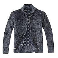 Gioberti Boy's Knitted Full Zip Cardigan Sweater with Soft Brushed Flannel Lining