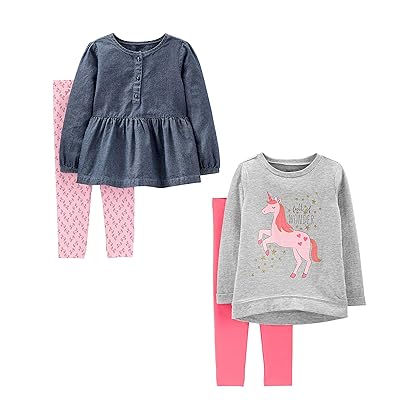 Simple Joys by Carter's Toddlers and Baby Girls' 4-Piece Long-Sleeve Shirts and Pants Playwear Set
