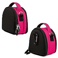 Mini Travel Shoulder Bag Carrying Case (Pink) for Panasonic Lumix DMC, FH, SZ1, TS, ZS Point and Shoot Digital Camera