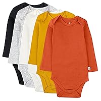 HonestBaby baby-boys 5-pack Long Sleeve Bodysuits One-piece 100% Organic Cotton for Infant Baby Boys, Unisex