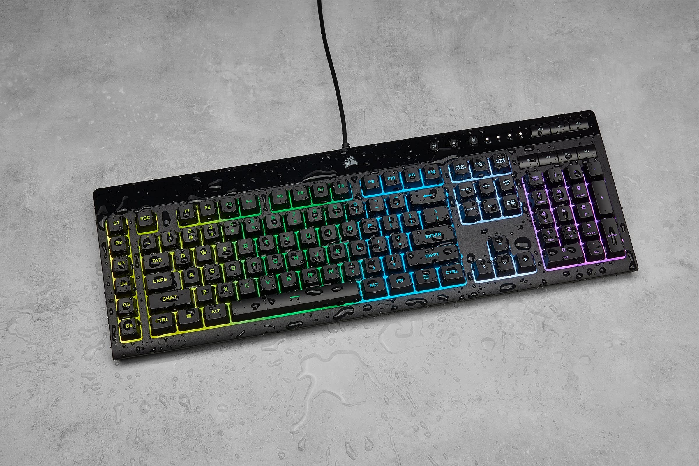 CORSAIR K55 RGB PRO Membrane Wired Gaming Keyboard – IP42 Dust and Spill-Resistant – 6 Macro Keys with Elgato Integration – iCUE Compatible – QWERTY UK – PC, Mac, Xbox – Black