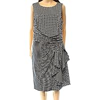 LAUREN RALPH LAUREN Polka-Dot Sleeveless Crepe Dress Size 10