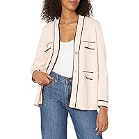 Anne Klein Women's Cardigan with Tipped Pockets