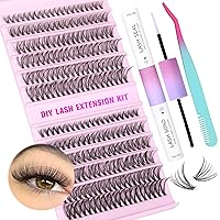 Lash Clusters Kit Individual Lash Extension Kit Cluster Eyelash Extensions Kit with Lash Bond and Seal, 10-18MM Mix Length Natural Volume Fake Eyelashes with Lash Glue (30P/40P, 10-18MM)